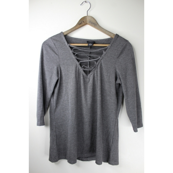 torrid Tops - Torrid Grey Lattice Open Chest Top size 00/ Large